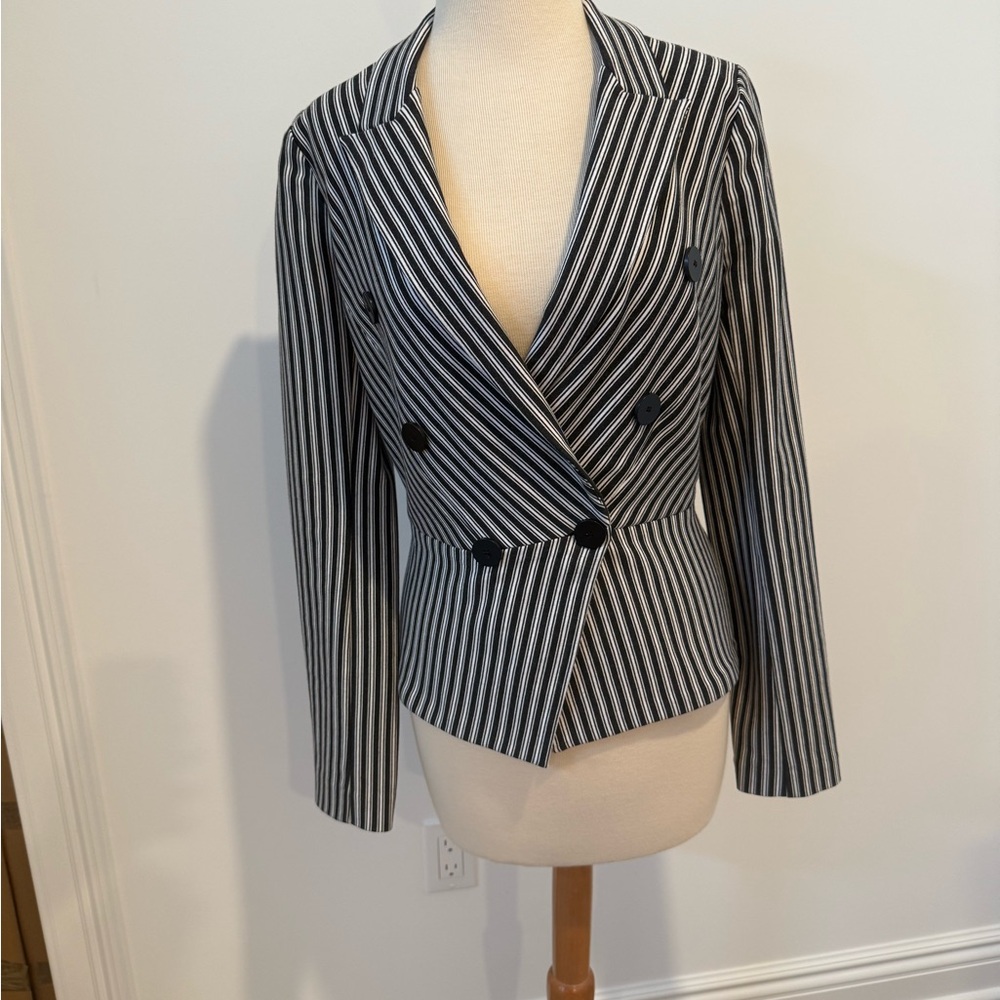 Bailey 44 Black and White Striped Blazer